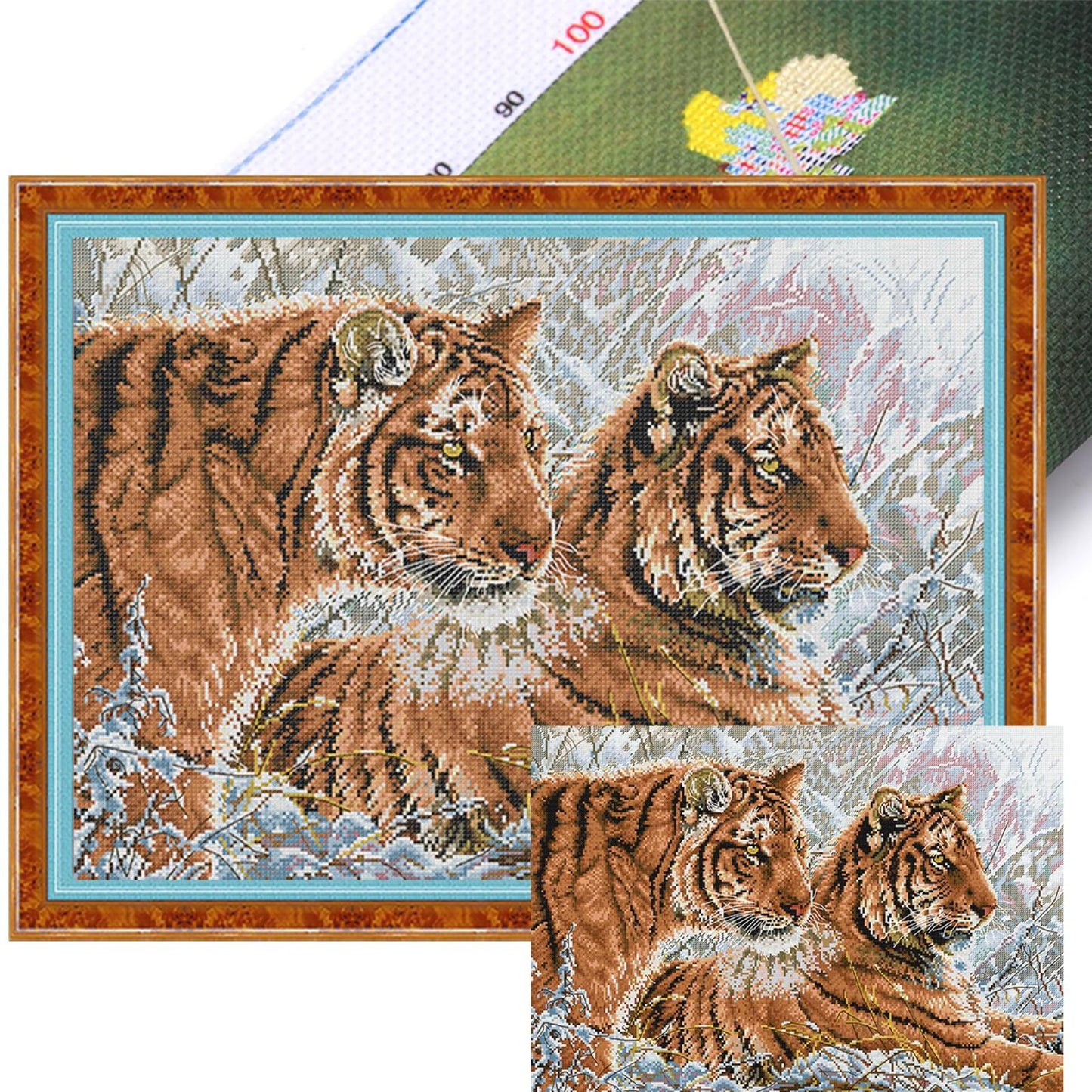 Two Tigers - 14CT Stamped Cross Stitch 55*40CM (Joy Sunday)