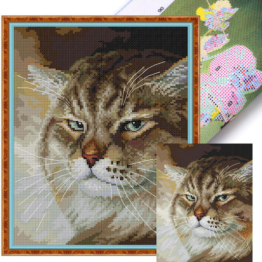 Angry Cat - 14CT Stamped Cross Stitch 25*30CM (Joy Sunday)