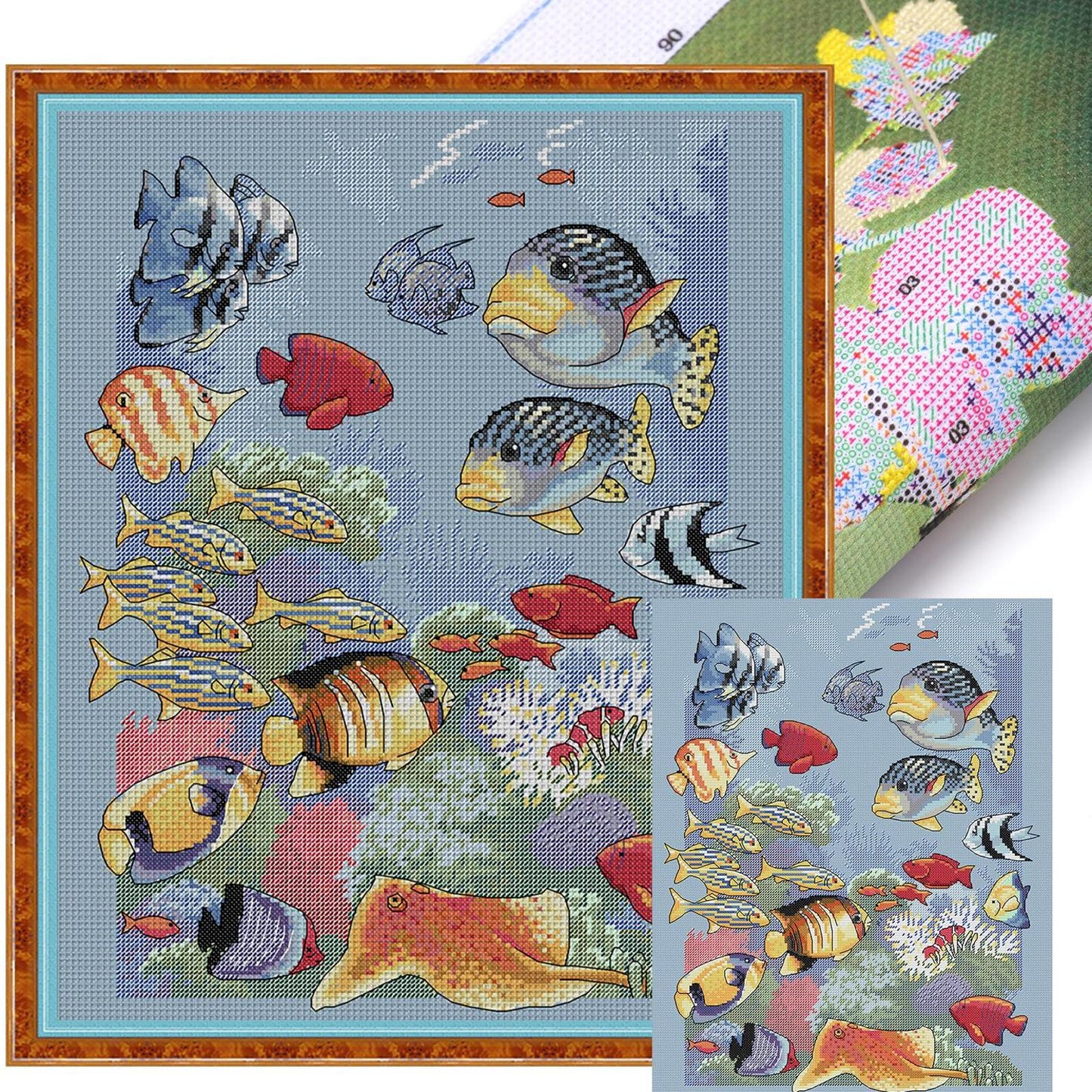 Tropical Fish - 14CT Stamped Cross Stitch 36*44CM (Joy Sunday)
