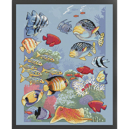 Tropical Fish - 14CT Stamped Cross Stitch 36*44CM (Joy Sunday)