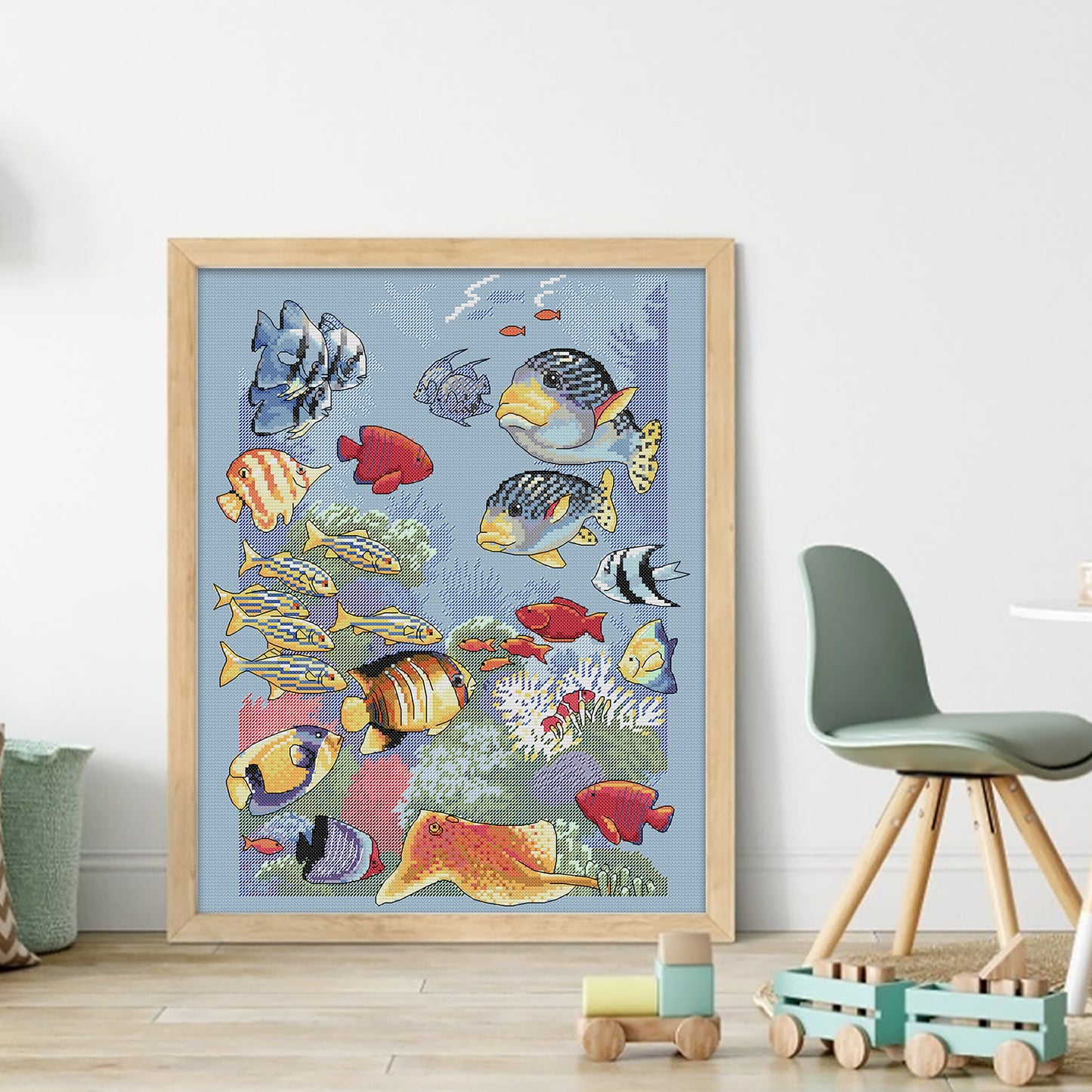 Tropical Fish - 14CT Stamped Cross Stitch 36*44CM (Joy Sunday)