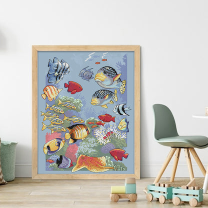 Tropical Fish - 14CT Stamped Cross Stitch 36*44CM (Joy Sunday)
