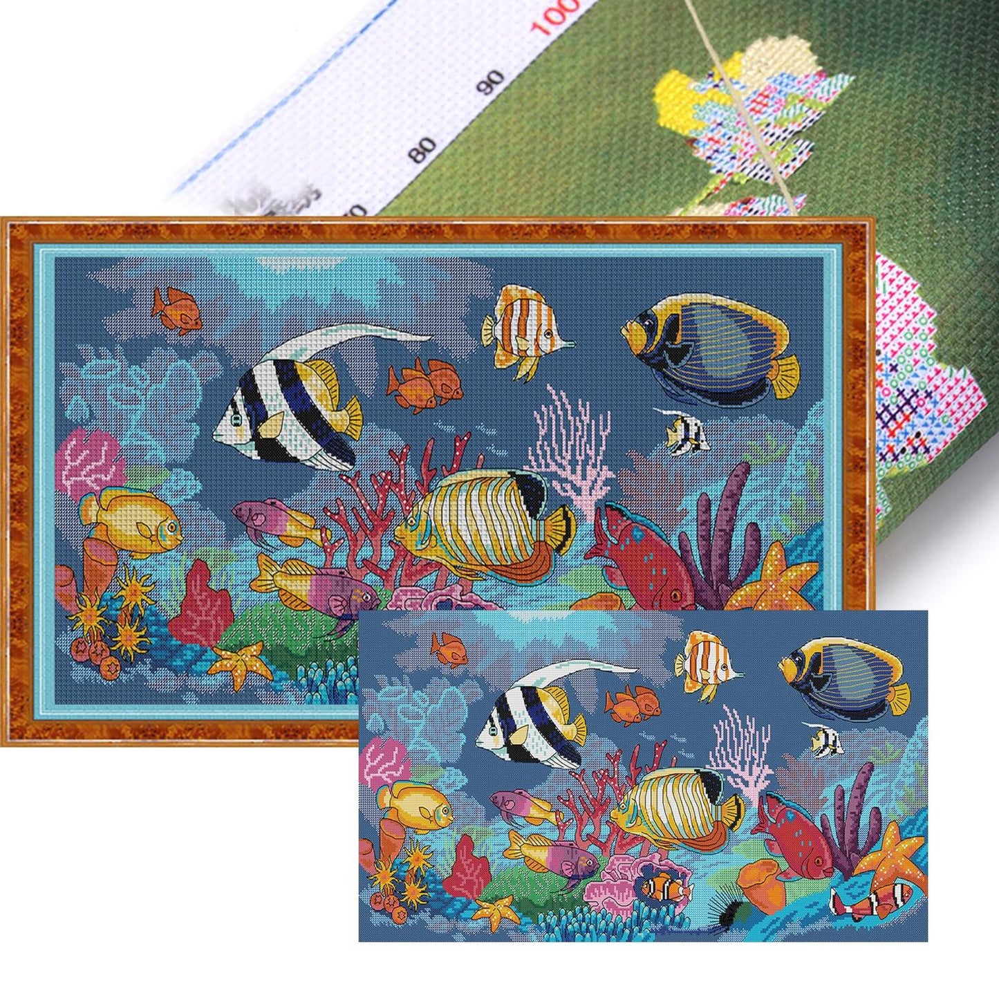 Tropical Fish - 14CT Stamped Cross Stitch 61*34CM (Joy Sunday)