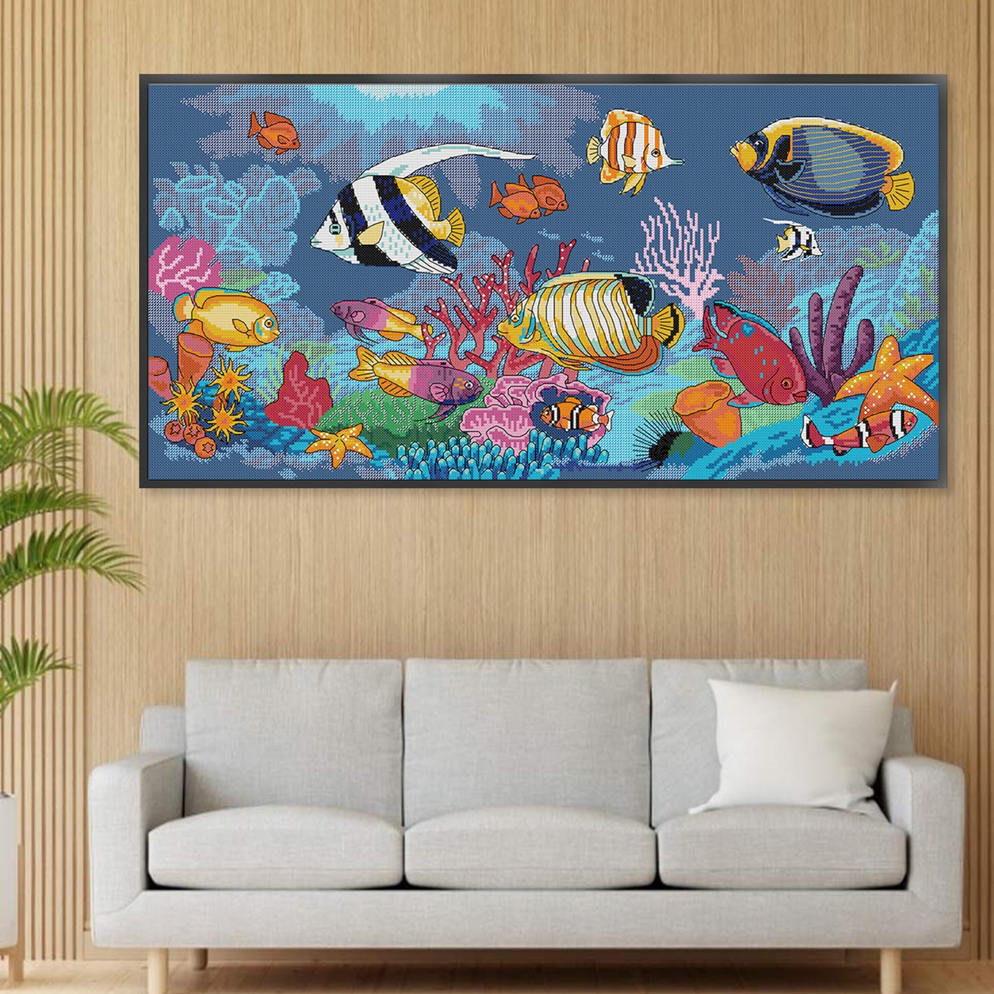 Tropical Fish - 14CT Stamped Cross Stitch 61*34CM (Joy Sunday)