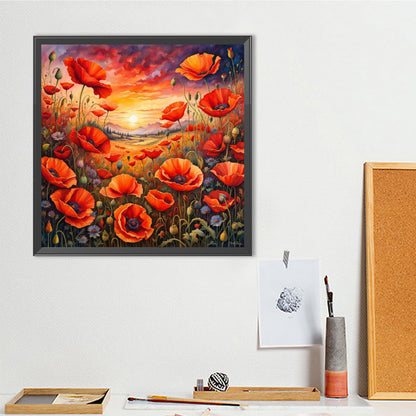Poppies At Sunset - Full Round Drill Diamond Painting 40*40CM