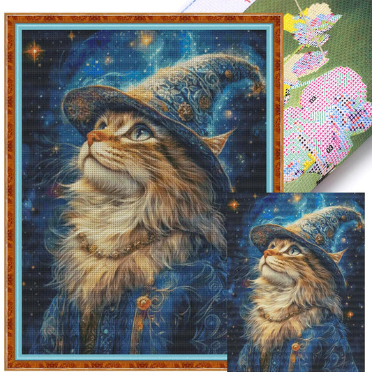 Magic Cat - 14CT Stamped Cross Stitch 70*90CM (Egyptian cotton)(Fairy Brand)