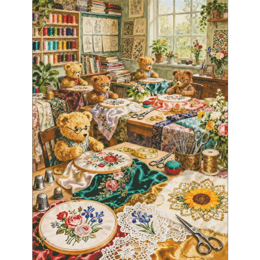 Bear Embroidery Studio - 14CT Stamped Cross Stitch 80*100CM (Egyptian cotton)(Fairy Brand)