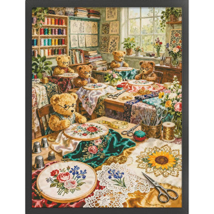 Bear Embroidery Studio - 14CT Stamped Cross Stitch 80*100CM (Egyptian cotton)(Fairy Brand)