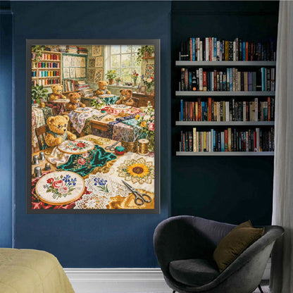 Bear Embroidery Studio - 14CT Stamped Cross Stitch 80*100CM (Egyptian cotton)(Fairy Brand)