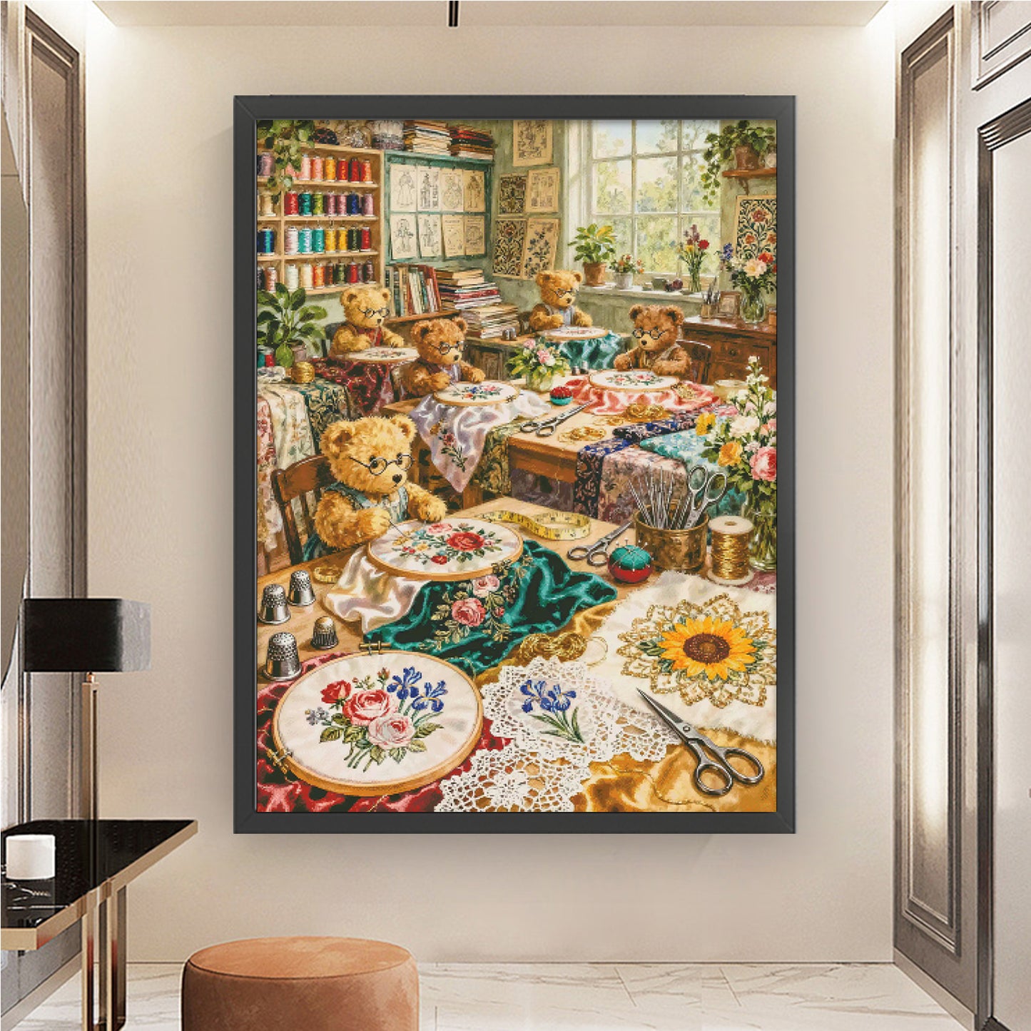 Bear Embroidery Studio - 14CT Stamped Cross Stitch 80*100CM (Egyptian cotton)(Fairy Brand)