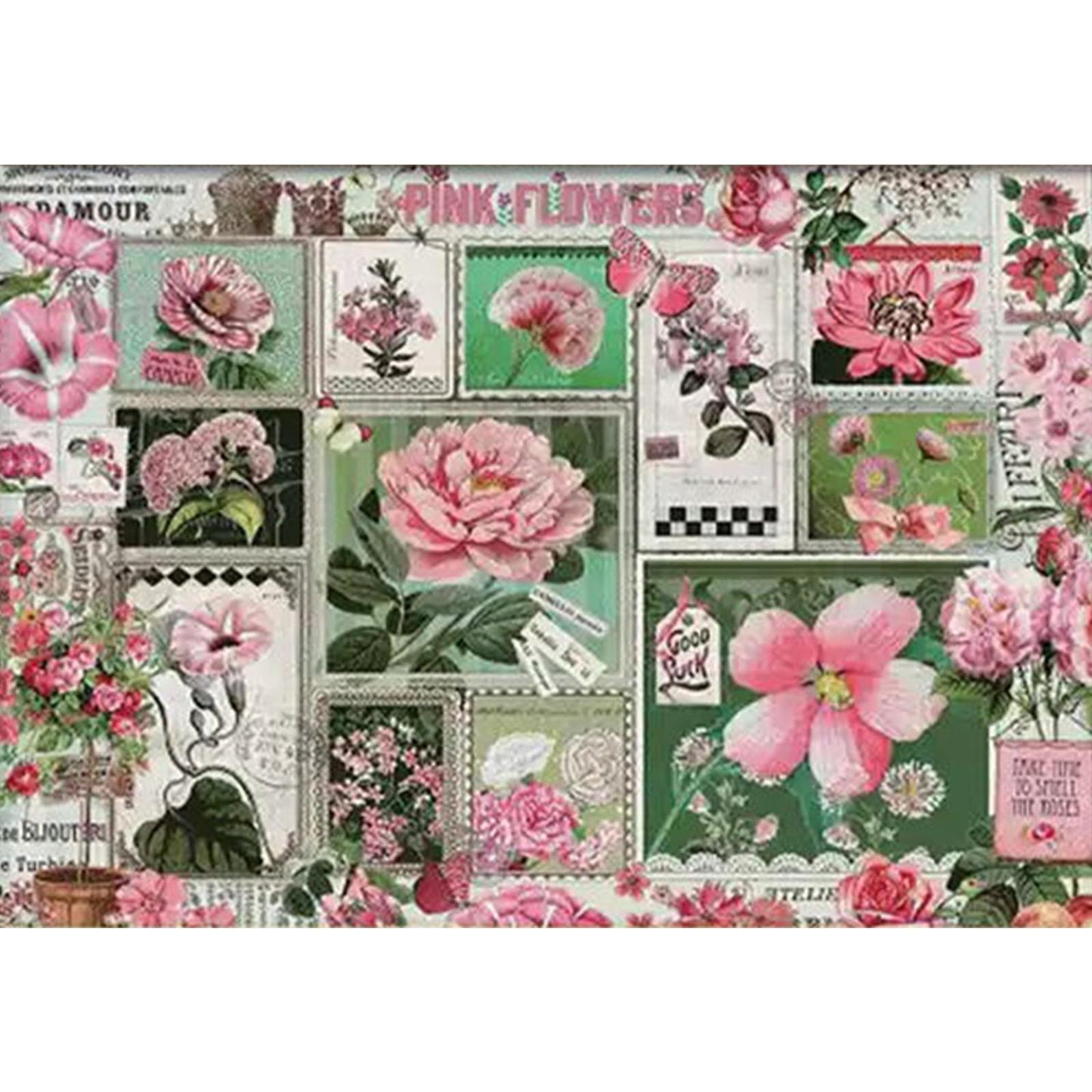 Flower Postcards - 14CT Stamped Cross Stitch 92*69CM (Egyptian cotton)(Xiaobai)