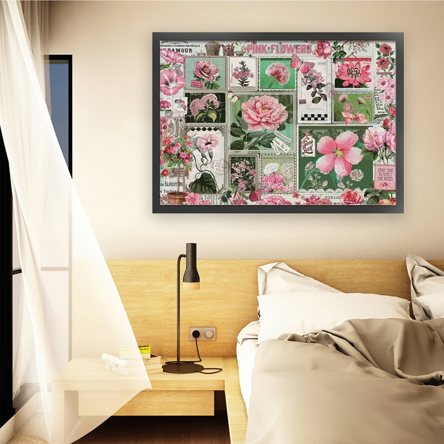 Flower Postcards - 14CT Stamped Cross Stitch 92*69CM (Egyptian cotton)(Xiaobai)