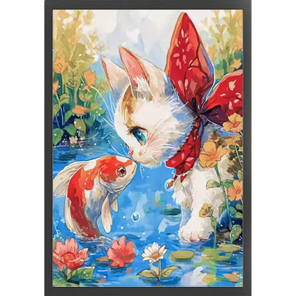 Little Fish Falls In Love With Cat - 11CT Stamped Cross Stitch 50*70CM (Mona Lisa Brand)