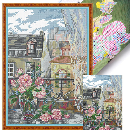 Paris Morning - 14CT Stamped Cross Stitch 29*41CM (Joy Sunday)