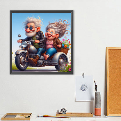 Couple On Motorcycles - Full Round Drill Diamond Painting 40*40CM