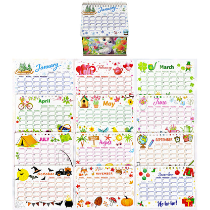 5D/DIY Calendar Crystal Painting Desk Calendars Kit Home Decorations (Cat)