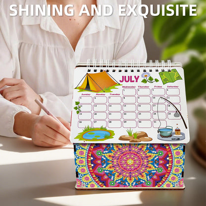 5D/DIY Calendar Crystal Painting Desk Calendars Kit Home Decorations (Mandala)
