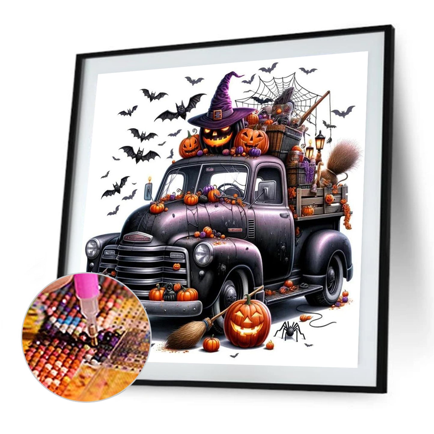 Dark Halloween Trucks - Full Square Drill Diamond Painting 40*40CM