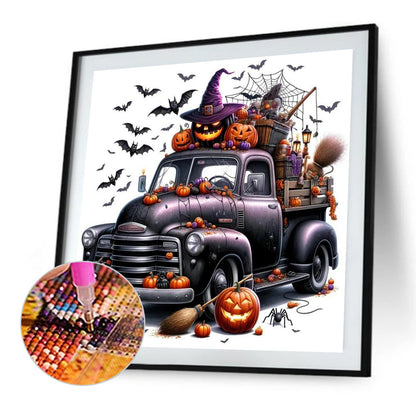 Dark Halloween Trucks - Full Square Drill Diamond Painting 40*40CM
