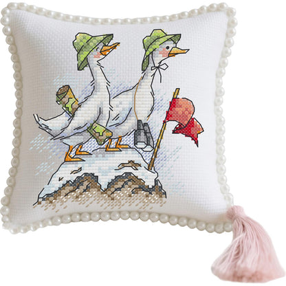 14CT Needle Insert Bag 2 Strands Printed Knitting Threads Pin Pouch with Tassel