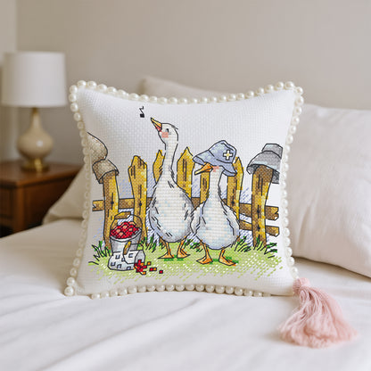 14CT Needle Insert Bag 2 Strands Printed Knitting Threads Pin Pouch with Tassel