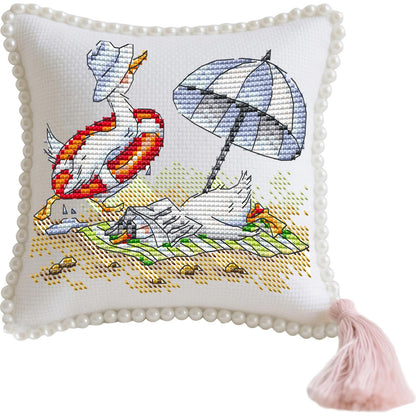 14CT Needle Insert Bag 2 Strands Printed Knitting Threads Pin Pouch with Tassel