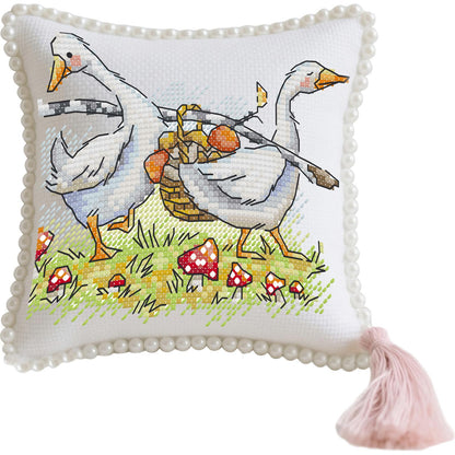 14CT Needle Insert Bag 2 Strands Printed Knitting Threads Pin Pouch with Tassel