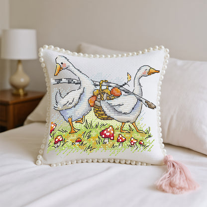 14CT Needle Insert Bag 2 Strands Printed Knitting Threads Pin Pouch with Tassel