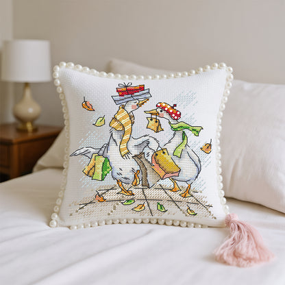 14CT Needle Insert Bag 2 Strands Printed Knitting Threads Pin Pouch with Tassel