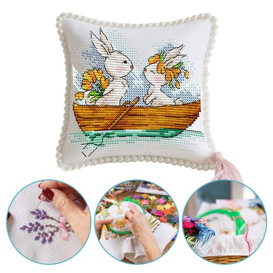 14CT Needle Insert Bag 2 Strands Printed Knitting Threads Pin Pouch with Tassel