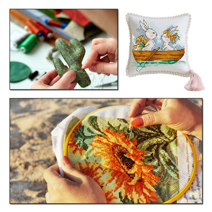 14CT Needle Insert Bag 2 Strands Printed Knitting Threads Pin Pouch with Tassel