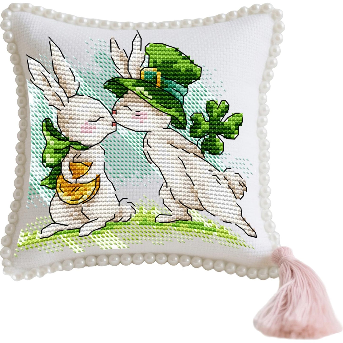 14CT Needle Insert Bag 2 Strands Printed Knitting Threads Pin Pouch with Tassel