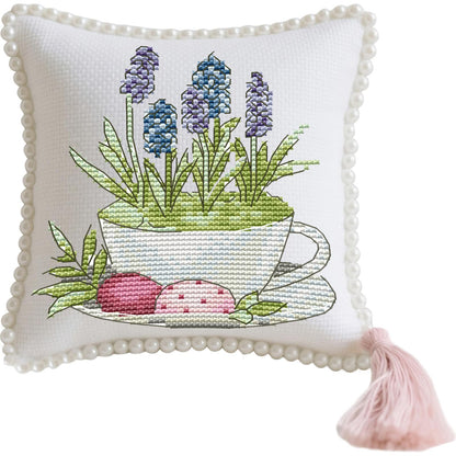 14CT Needle Insert Bag 2 Strands Printed Knitting Threads Pin Pouch with Tassel