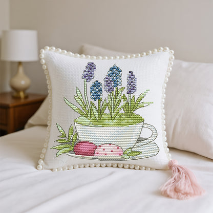 14CT Needle Insert Bag 2 Strands Printed Knitting Threads Pin Pouch with Tassel