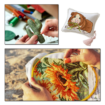 14CT Needle Insert Bag 2 Strands Printed Knitting Threads Pin Pouch with Tassel