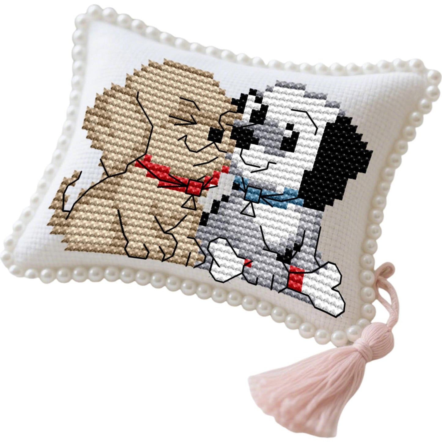 14CT Needle Insert Bag 2 Strands Printed Knitting Threads Pin Pouch with Tassel