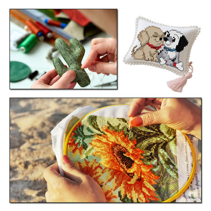 14CT Needle Insert Bag 2 Strands Printed Knitting Threads Pin Pouch with Tassel