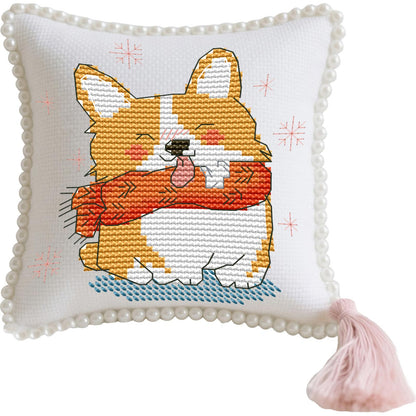 14CT Needle Insert Bag 2 Strands Printed Knitting Threads Pin Pouch with Tassel