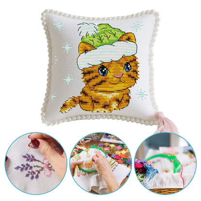 14CT Needle Insert Bag 2 Strands Printed Knitting Threads Pin Pouch with Tassel