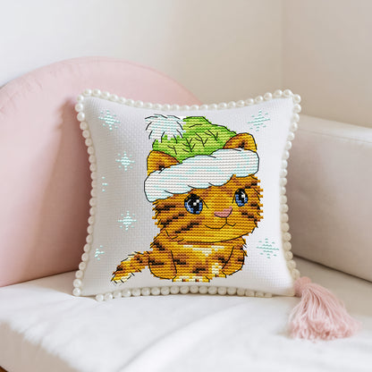 14CT Needle Insert Bag 2 Strands Printed Knitting Threads Pin Pouch with Tassel