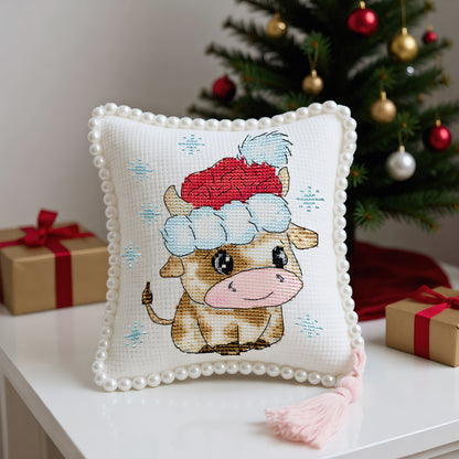 14CT Needle Insert Bag 2 Strands Printed Knitting Threads Pin Pouch with Tassel