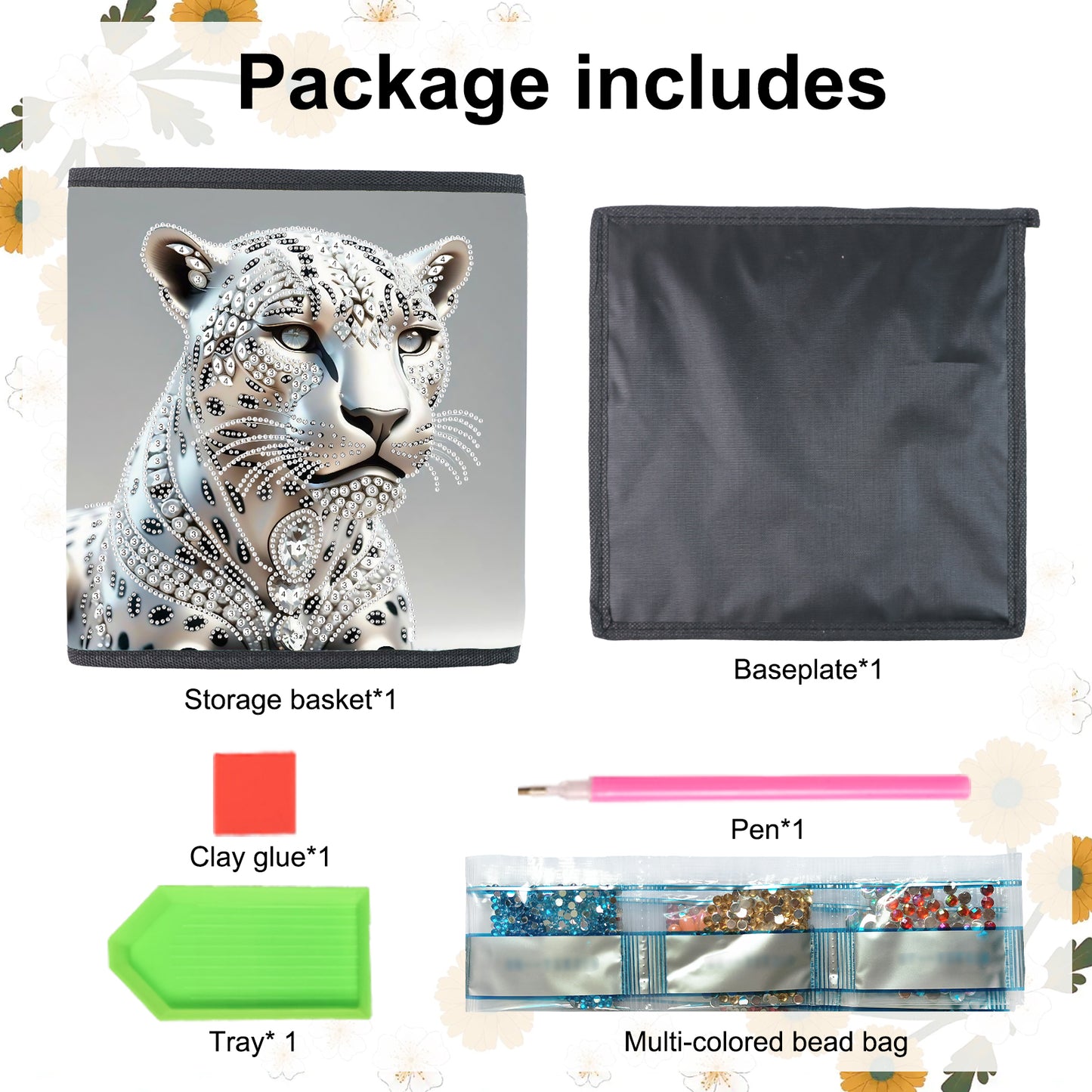 Foldable Diamond Painting Storage Bin Leopard Storage Box Diamond Painting Kit