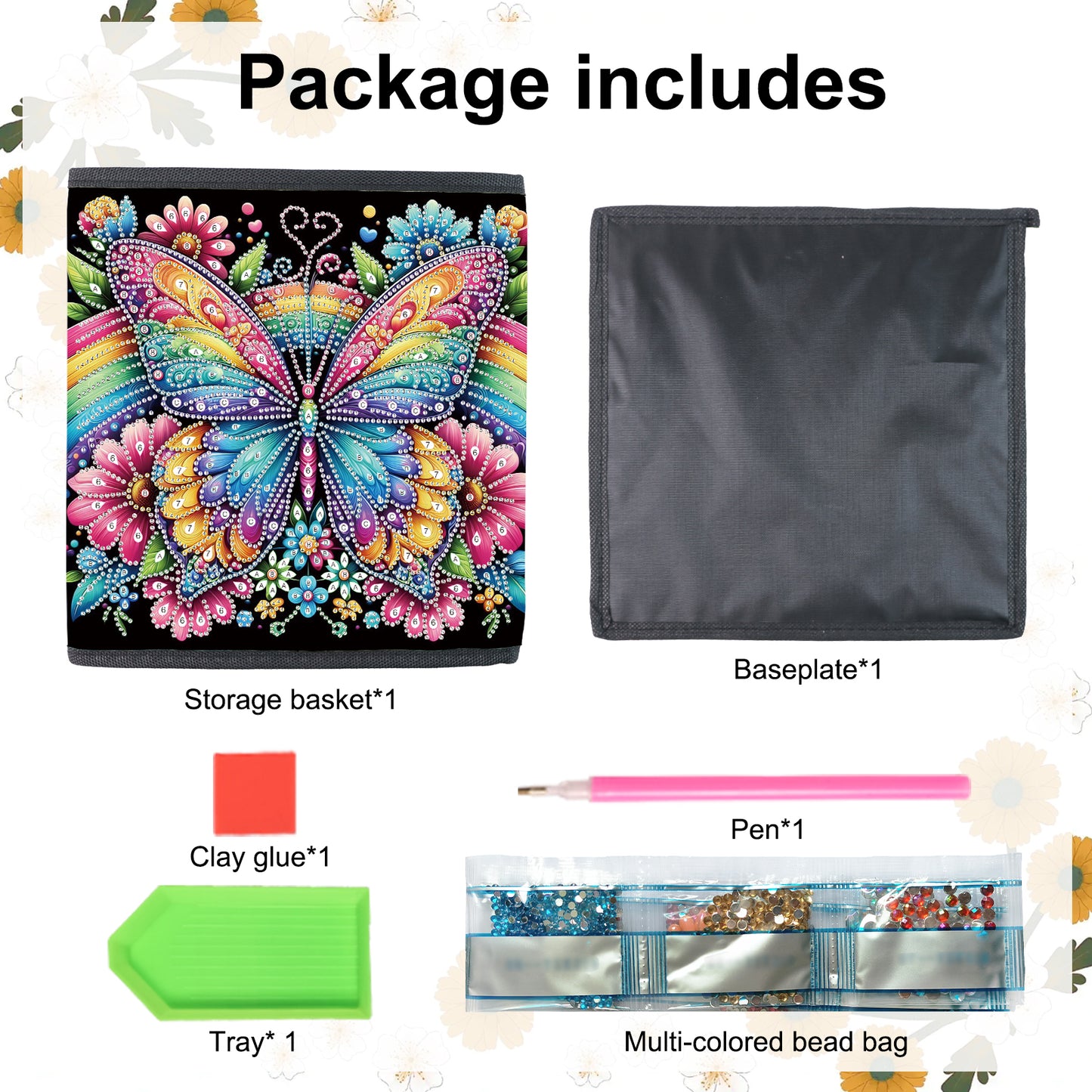 Foldable Diamond Painting Storage Bin Butterfly Storage Box Diamond Painting Kit