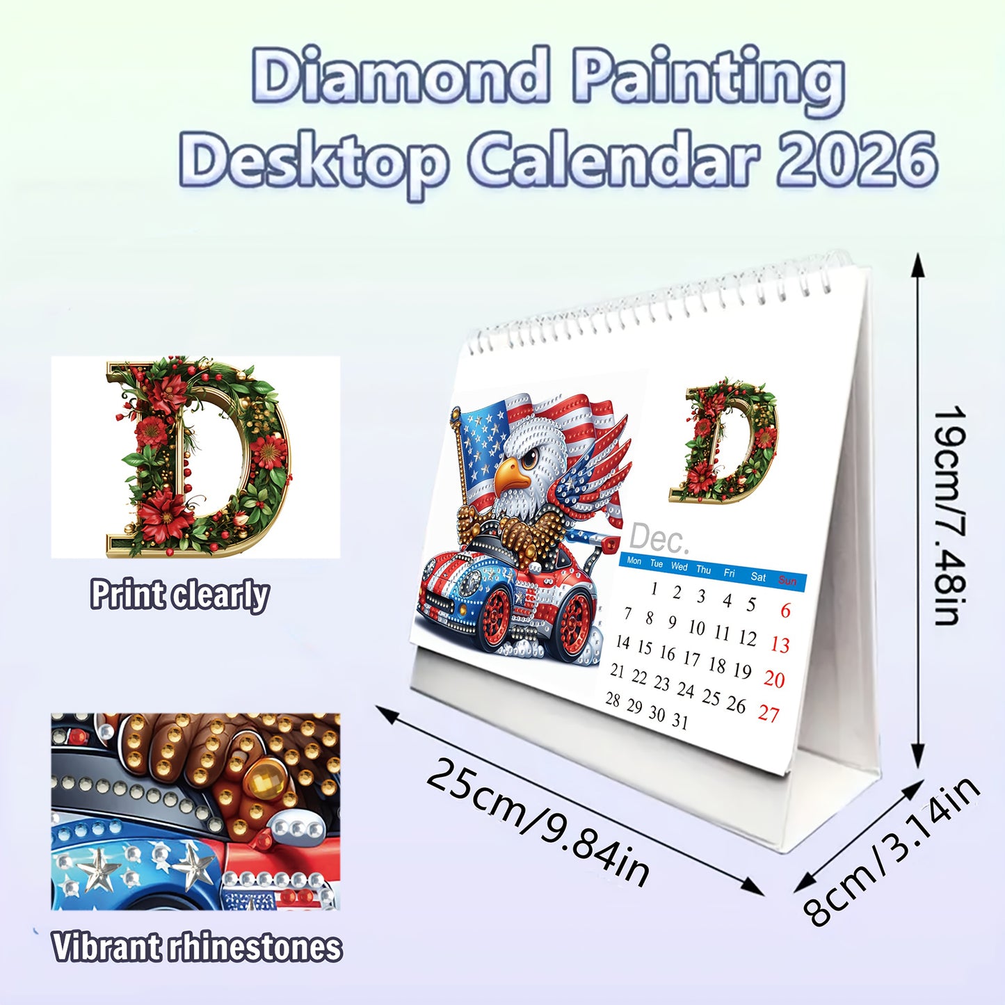 2026 Calendar Diamond Painting Kit Independence Day Diamond Art Desk Calendar