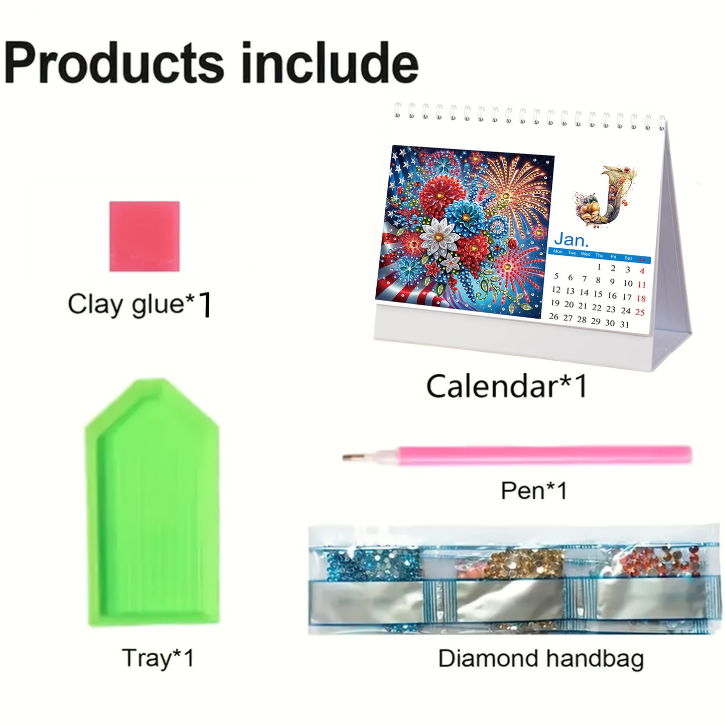2026 Calendar Diamond Painting Kit Independence Day Diamond Art Desk Calendar