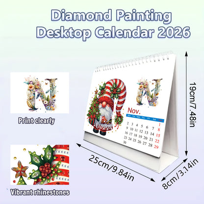 2026 Calendar Diamond Painting Kit Christmas Gnome DIY Diamond Art Desk Calendar