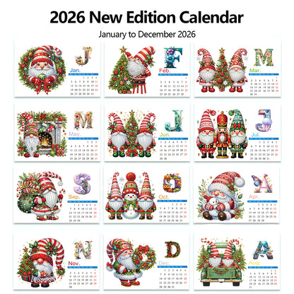 2026 Calendar Diamond Painting Kit Christmas Gnome DIY Diamond Art Desk Calendar