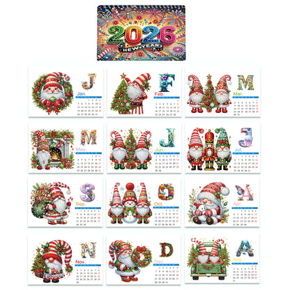 2026 Calendar Diamond Painting Kit Christmas Gnome DIY Diamond Art Desk Calendar