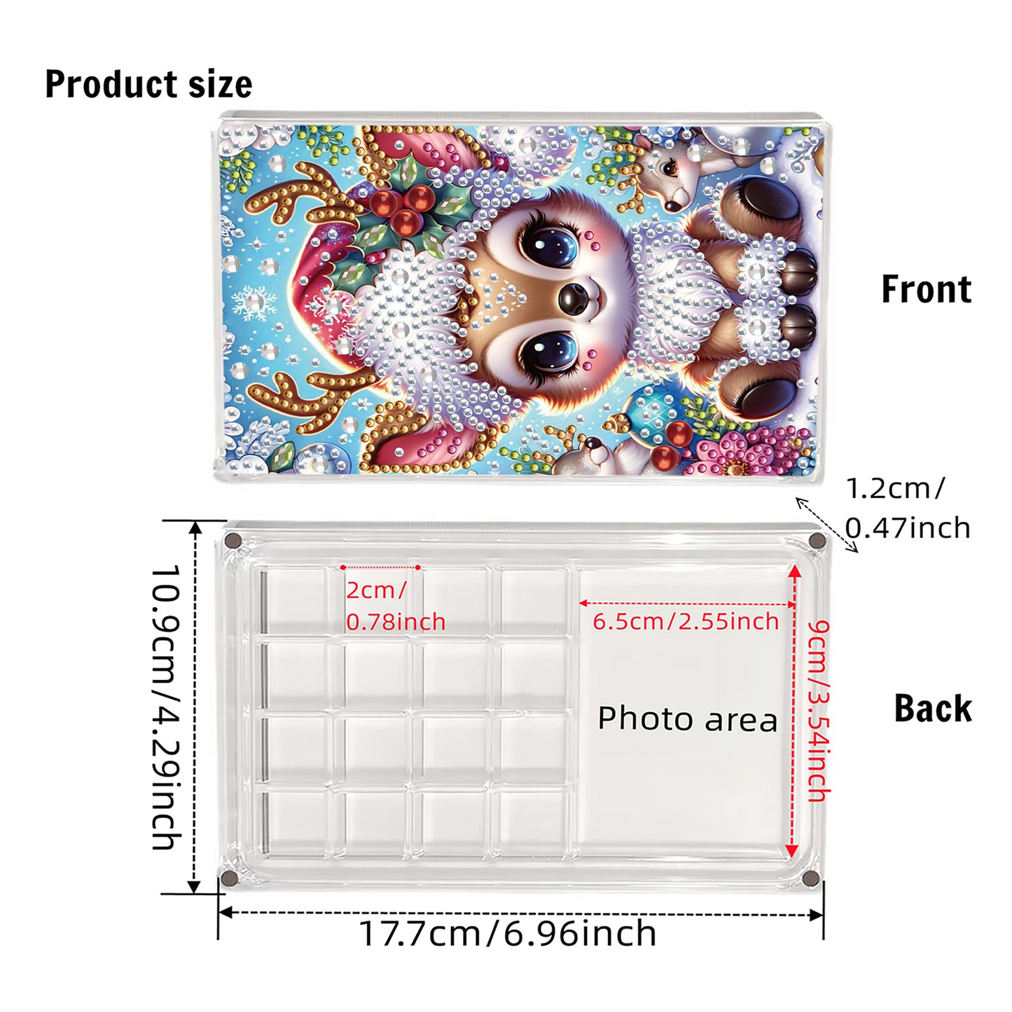 2pcs DIY 5D Diamond Painting Acrylic Jewelry Box Kit for Gift (Christmas Animal)