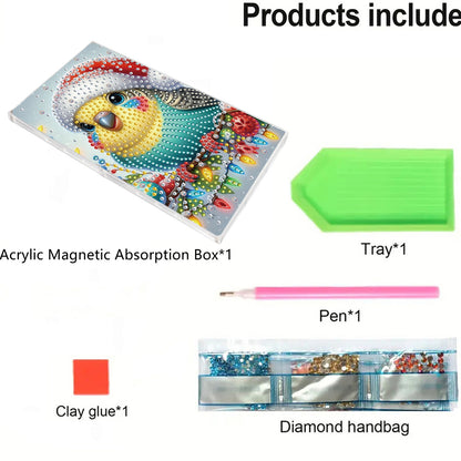 2pcs DIY 5D Diamond Painting Acrylic Jewelry Box Kit for Gift (Christmas Animal)